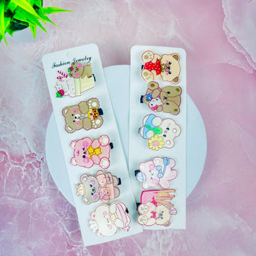 Baby Bear Design Acrylic Clamp: Enchanting Alligator Hair Clip for Girls Pack of 5