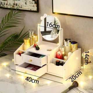 Wooden Assembling Makeup Mirror with Drawer & Storage 23pc set