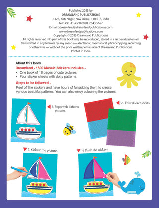 1500 Mosaic Stickers Book 4 with Colouring Fun  - Sticker Book for Kids Age 4 - 8 years