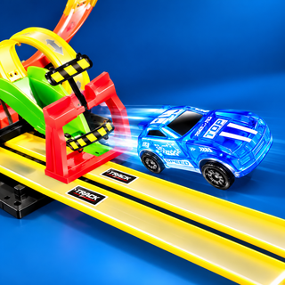 33-Piece Stunt Racing Track Set with 2 Pull-Back Cars