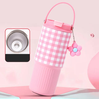 Kawaii Insulated Tumbler with Handle & Charm – 750ml