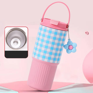 Kawaii Insulated Tumbler with Handle & Charm – 750ml