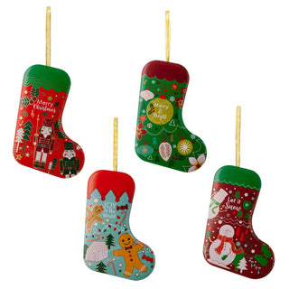 Christmas Themed Stocking Shape Metal Tin (Random) (1 pc)