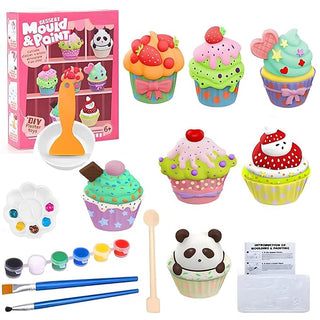 Dessert Mould & Paint Kit for Kids | DIY Plaster Cupcake Craft Set (Ages 6+)(Pack Of 5/10)