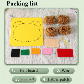 Kids Animal Needle Threading Wool Art Kit – DIY Fluffy Face Sewing Craft Set (Random)