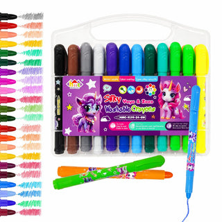 24 Colors Silky Washable Crayons for Art Painting Effects