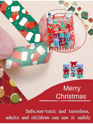 Christmas Theme Washi Sticker Tape Rolls with Dispenser