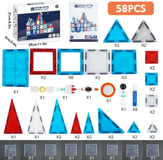 58 PCS Magnetic Tiles Space Set – Kids STEM Building Blocks Toy