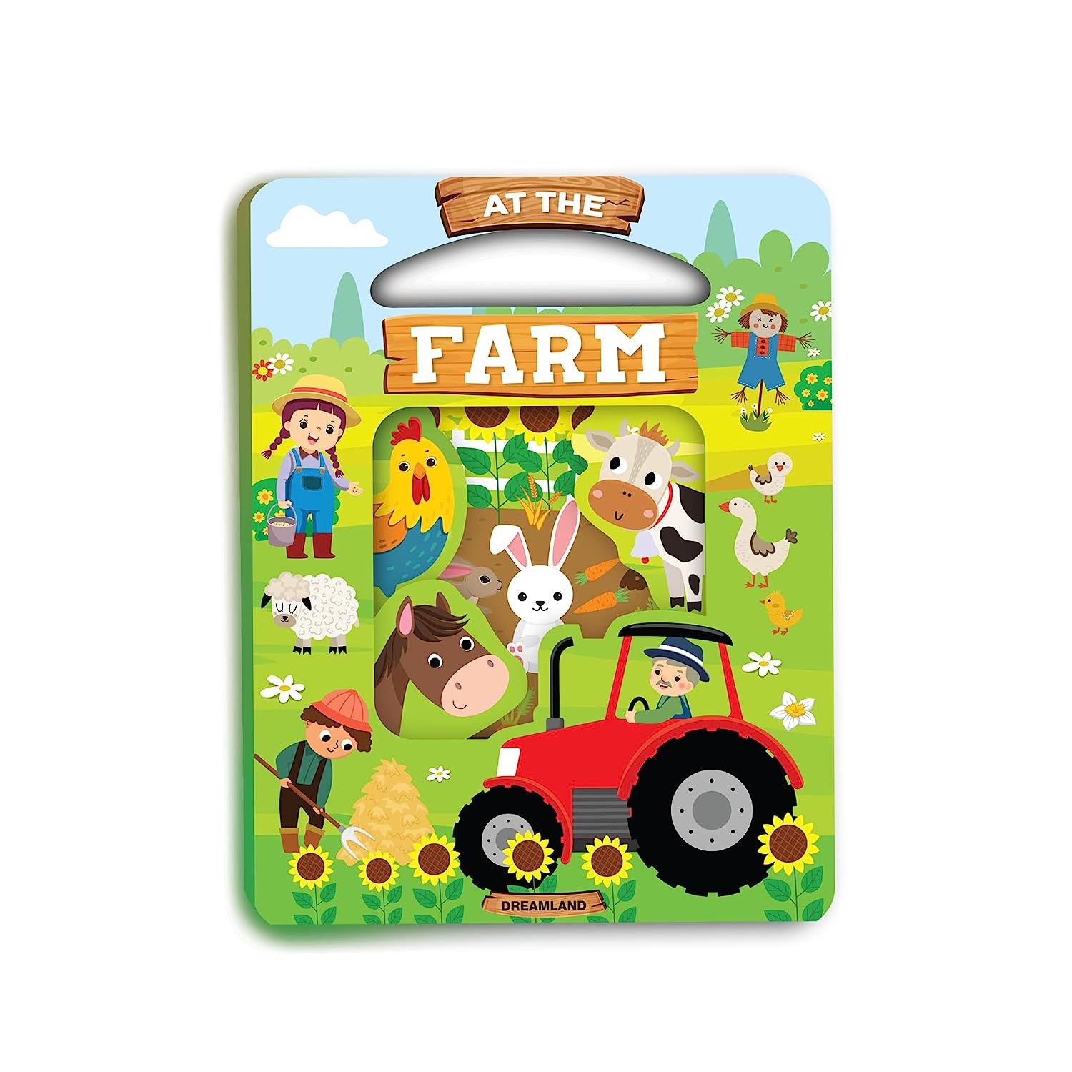 At the Farm Die Cut Window Board Book for Kids Age 3+ | Die Cut Shape Early Learning Picture Board Book