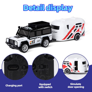 Mini RC Car with Remote Control & Trailer | 2.4GHz Speed-Regulating Alloy Model Car Toy for Kids