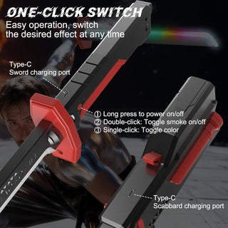 7-Color Flowing LED Spark Sword with Smoke Effect | Rechargeable Light-Up Sword Toy (Prepaid Only)