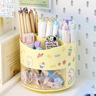 4 Compartment Desk Storage Organiser with 360 Degree Turnable Bottom