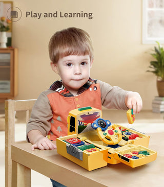 Kids Bus Driver Pretend Play Set – Interactive Steering Wheel Toy with Music, Lights & Accessories