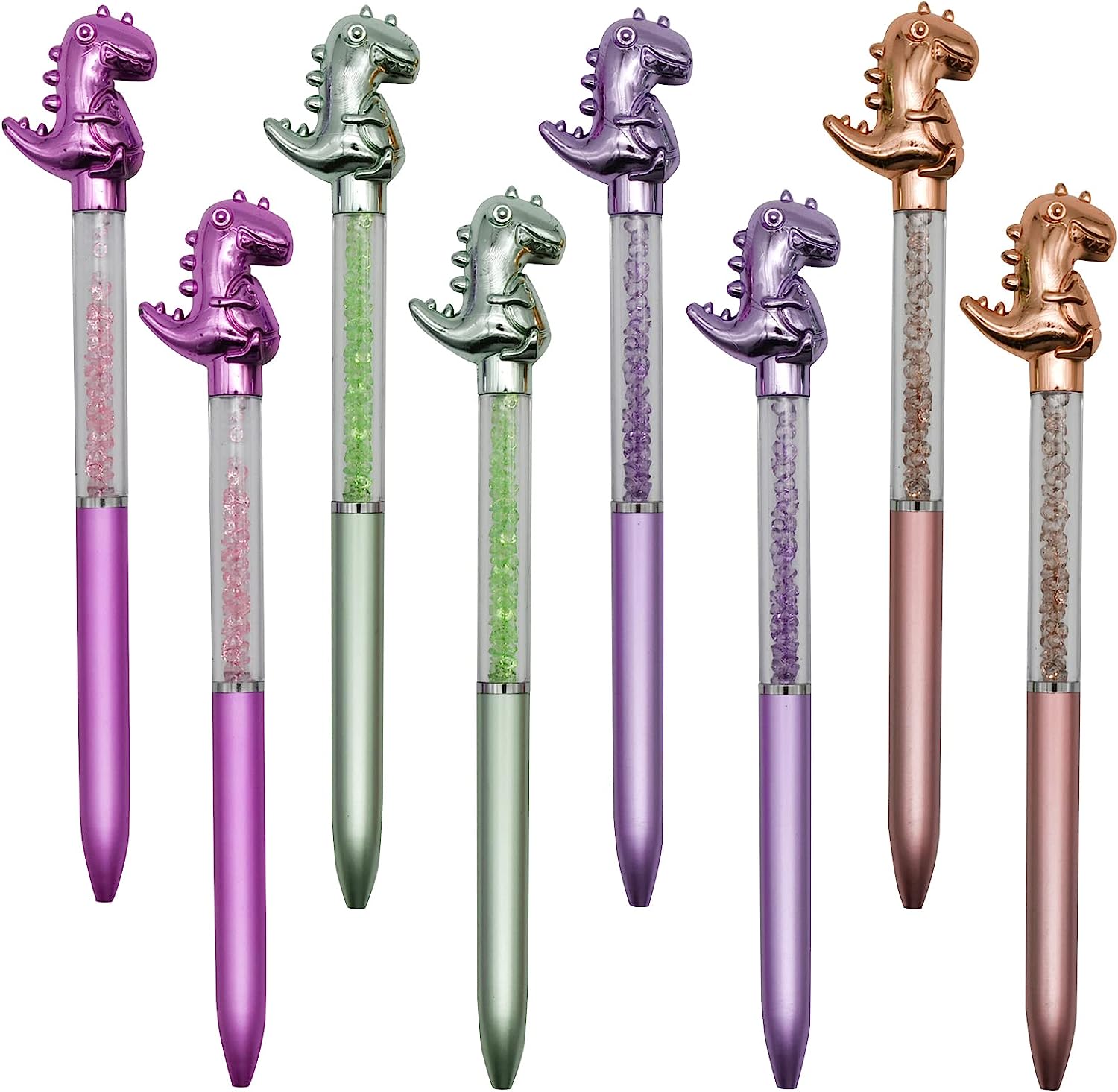 Dinosaur Topper Pen: Sparkling Fun with Crystal Color Sand Fill