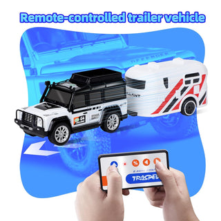 Mini RC Car with Remote Control & Trailer | 2.4GHz Speed-Regulating Alloy Model Car Toy for Kids