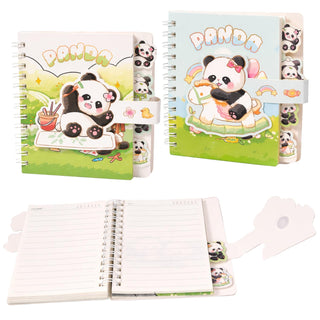 Kawaii Panda Spiral Notebook with Sticker Tabs & Elastic Strap