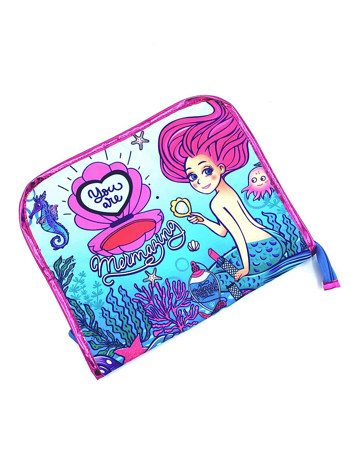Foldable Hanging Hair Clip Organizer with Zipper Closure - Compact and Convenient Storage Solution (Mermaid)