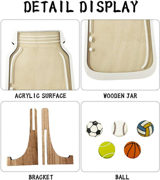 Sports Ball Theme Wooden Reward Jar for Kids