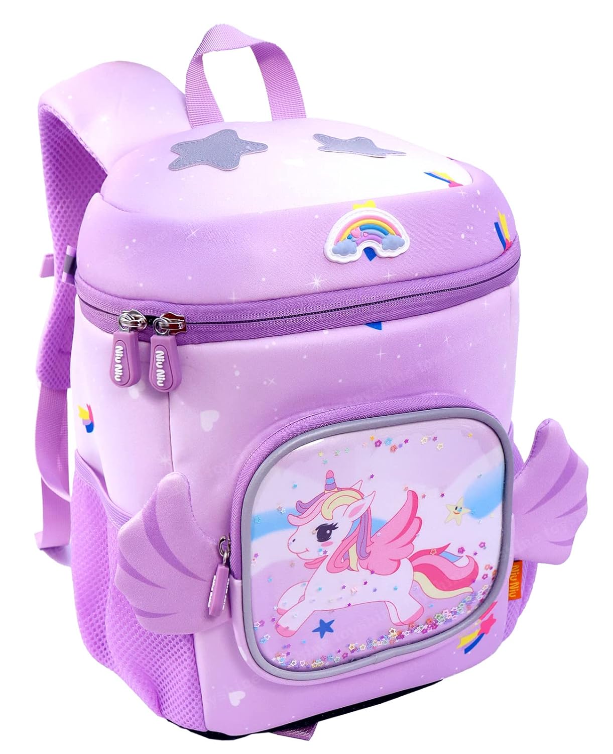 3D Unicorn Design Large Capacity School Bags with Slip Over Buckle for