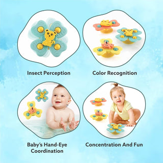 Animal Design Silicone Suction Cup Spinner Fidget Bath Toys for Kids 3pc