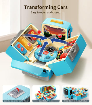 Kids Bus Driver Pretend Play Set – Interactive Steering Wheel Toy with Music, Lights & Accessories
