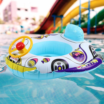 Car Design Swimming Tube with Steering Wheel for Kids