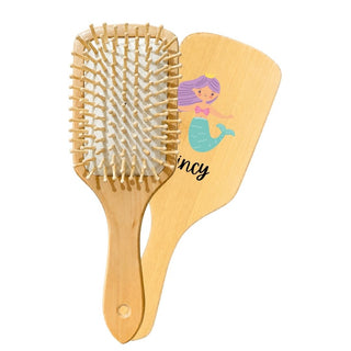 Personalized Wooden Hair Brush for Kids - Mermaid (PREPAID ONLY)