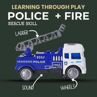 2-in-1 Police & Fire Control Ladder Truck Light & Sound Toy for Kids