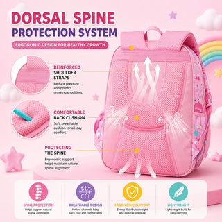 Dream Big Unicorn Kids Backpack with Pencil Case | Ergonomic School Bag for Girls (3+ Years)