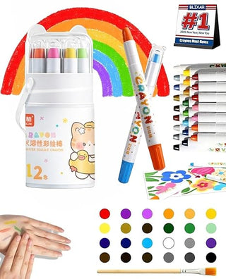12-Color Washable Water Soluble Crayons Art Set for Kids (Pack Of 6/12)