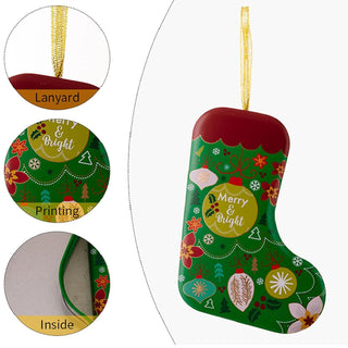 Christmas Themed Stocking Shape Metal Tin (Random) (1 pc)