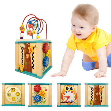 5-in-1 Multifunctional Wooden Cube: A Fun and Educational Toy for Toddler