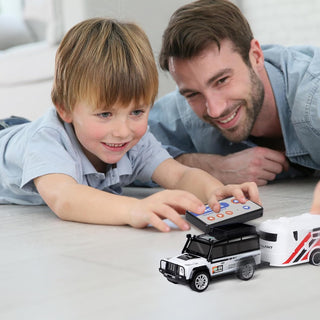 Mini RC Car with Remote Control & Trailer | 2.4GHz Speed-Regulating Alloy Model Car Toy for Kids