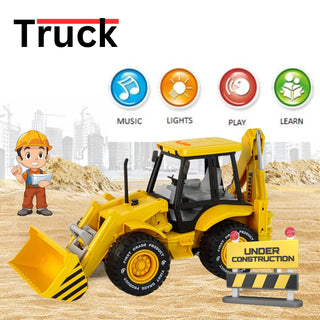 2-in-1 Excavator & Bulldozer Toy with Lights & Sound (Small)