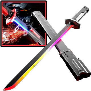 7-Color Flowing LED Spark Sword with Smoke Effect | Rechargeable Light-Up Sword Toy
