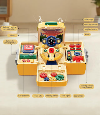 Kids Bus Driver Pretend Play Set – Interactive Steering Wheel Toy with Music, Lights & Accessories