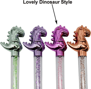 Dinosaur Topper Pen: Sparkling Fun with Crystal Color Sand Fill