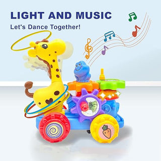Ring Toss Throwing Game on Giraffe with Light & Sound 360 Rotating Car