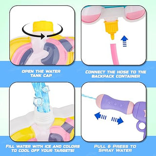 Cute Unicorn Backpack Water Gun