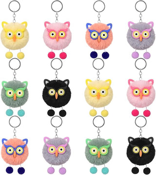 Kawaii Owl Plush Keychain — Soft Furball Bag Charm for Kids 1pc