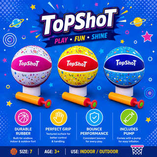 Kids Basketball – Durable Rubber Ball with Pump, Indoor & Outdoor (Random)