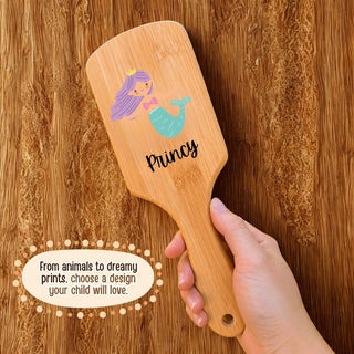Personalized Wooden Hair Brush for Kids - Mermaid (PREPAID ONLY)
