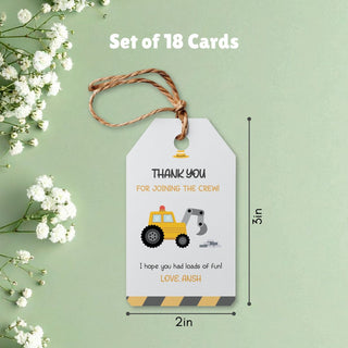 Personalized Thank You Tags for Return Gifts - Construction Vehicle (18pcs) (PREPAID ONLY)