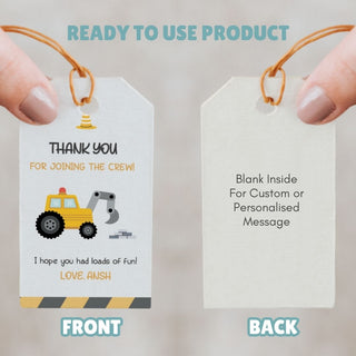 Personalized Thank You Tags for Return Gifts - Construction Vehicle (18pcs) (PREPAID ONLY)