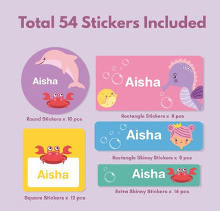 Personalized Name Labels Combo - Ocean Princess - Pack of 54 (PREPAID ORDER)