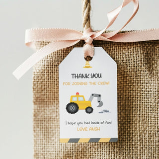 Personalized Thank You Tags for Return Gifts - Construction Vehicle (18pcs) (PREPAID ONLY)