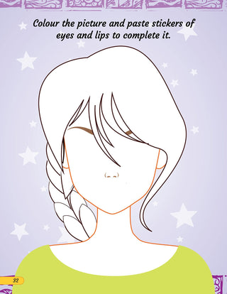 Make A Pretty Face with 160+ Stickers- Colouring and Sticker Activity Book for Kids Age 3 -6 years