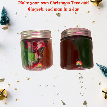 Christmas Gingerbreadman and Tree Playdough Jars - organic, taste safe and handmade peppermint scented playdough