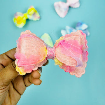 Radiant Elegance: Introducing the Shining Double Bow Sponge Hair Clip (Random)
