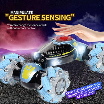 Zooming Fun: RC Gesture and Car Remote Control Car for Kids - Dual Mode, 360-Degree Rotation, Stunt Tires, LED Lights, and 3 Different Modes(Outer Box Damage)